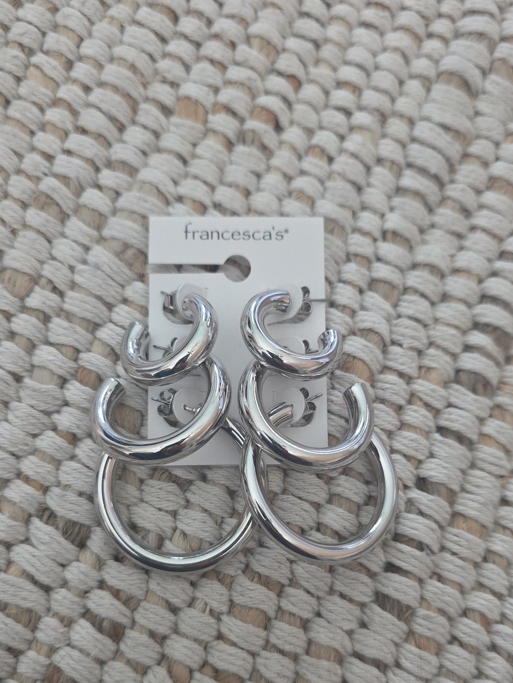 Francesca's Collections Silver Hoop Statement Earrings